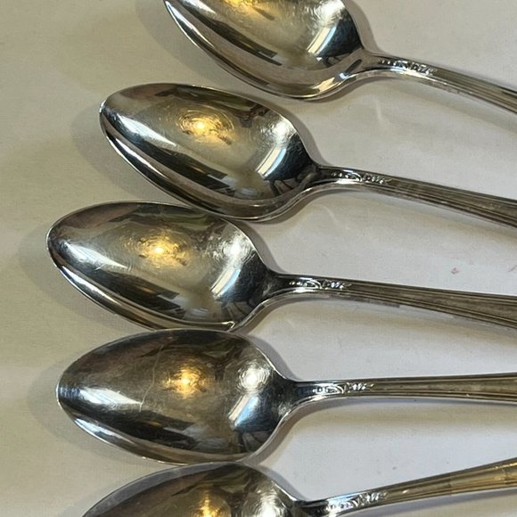 Set of 5 Oneida Queen Bess II Teaspoon Spoon 6" silverplate flatware - Picture 3 of 5